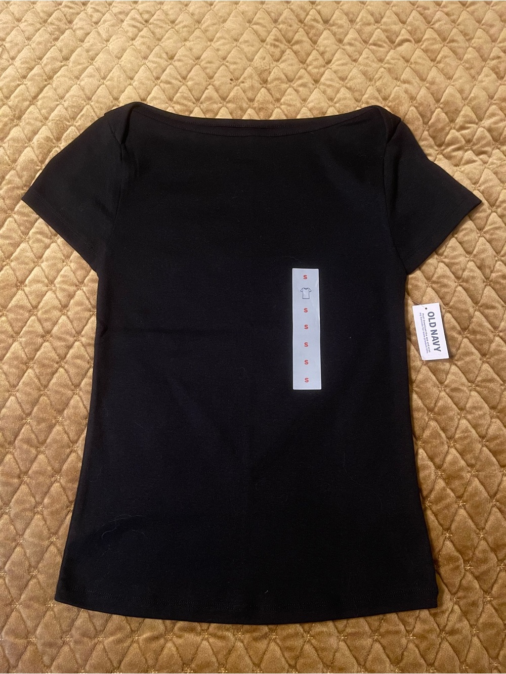 Old Navy Black Short Sleeve Boatneck Tee